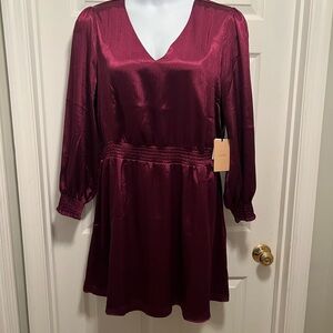 Halogen Deep Burgundy Long Sleeve Dress